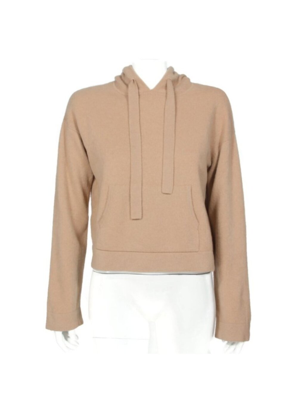 NAADAM 100% Cashmere Tan Hooded Kangaroo Pocket Pullover Sweater Womens sz M 374